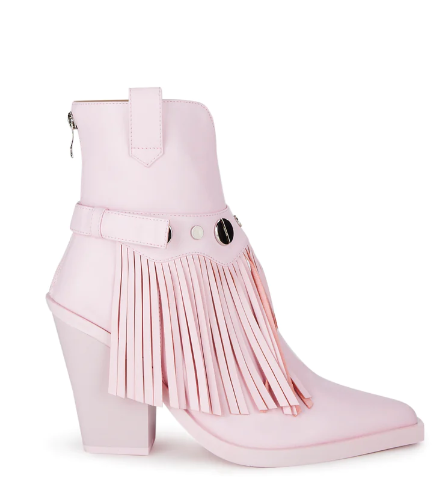 Fringe and Stud Boots - Pink