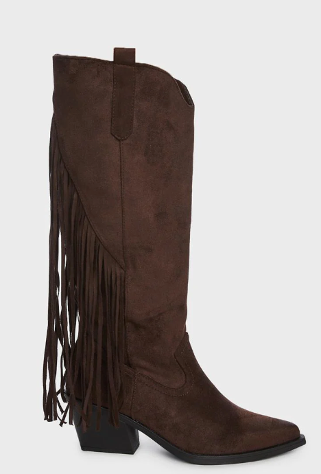 Chocolate Fringe Cowgirl Boots - Sz 9