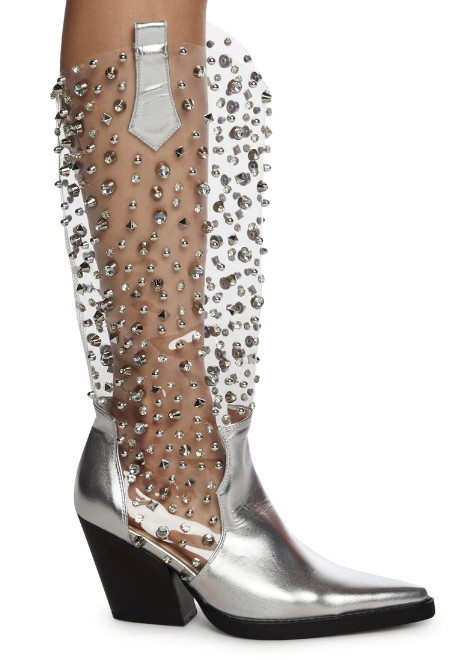 Silver and Clear Bling Boots - Sz 11