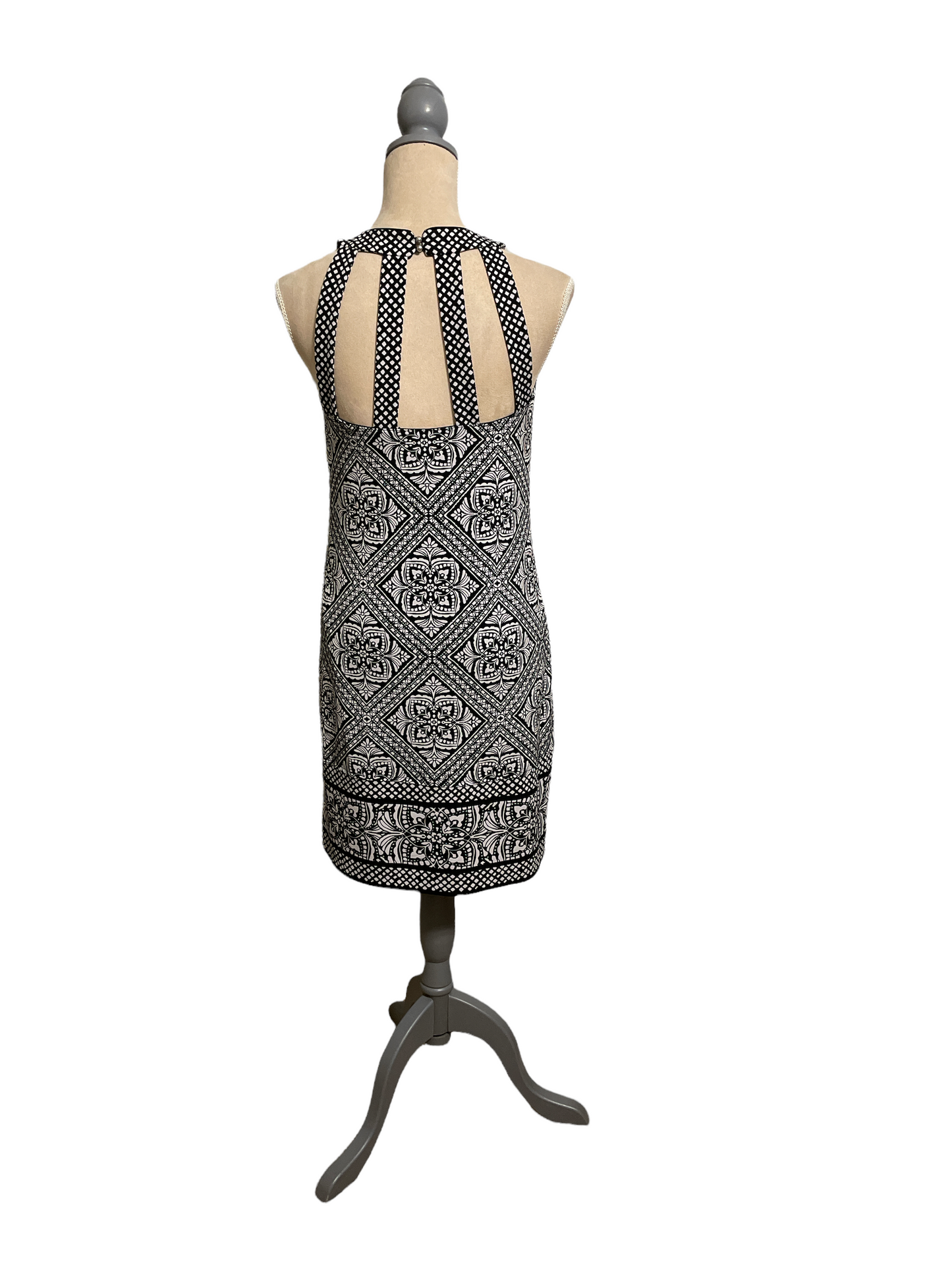 Black and White Mosaic Print Dress - Sz XS