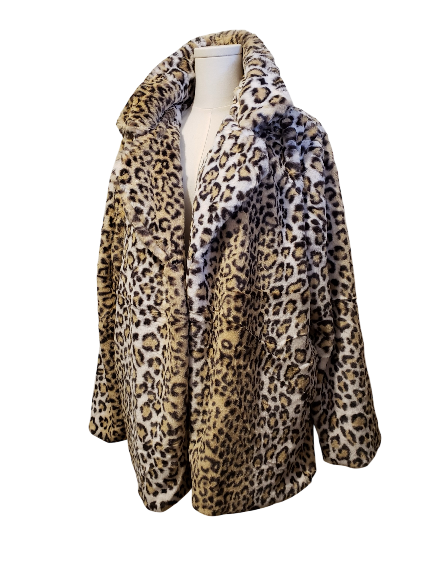 Faux Fur Animal Print Coat
