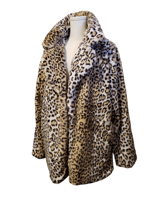 Faux Fur Animal Print Coat