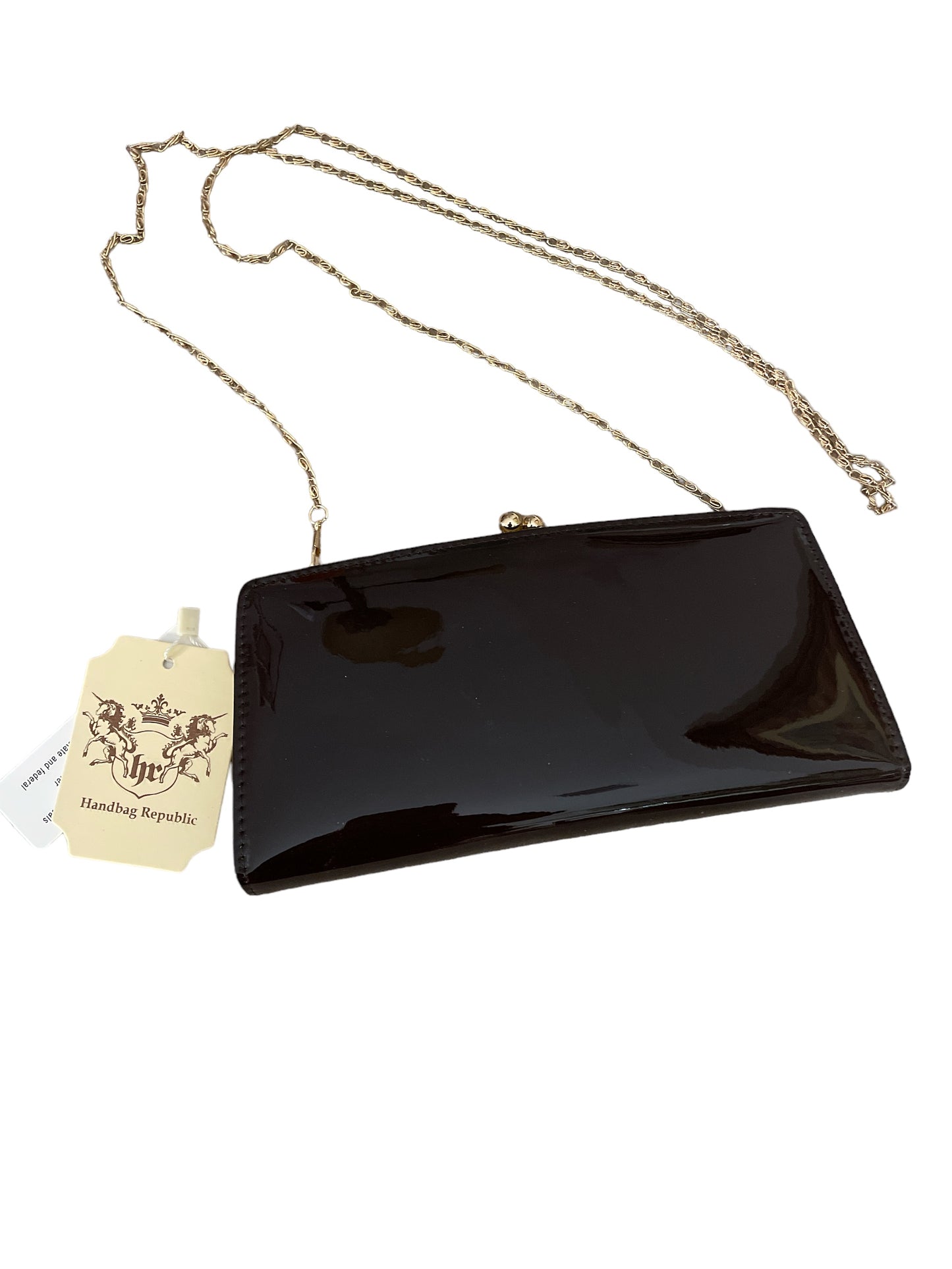 Patent leather Evening Clutch - Brown