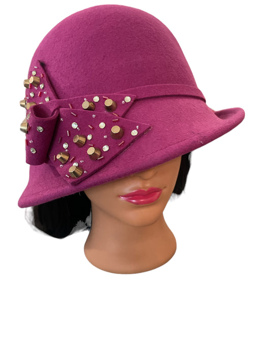 Pink Hat w/Bow and Studs