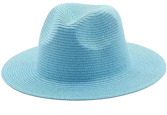 Straw Fedora - Blue