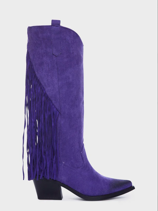 Zuri Purple Fringe Cowgirl Boots