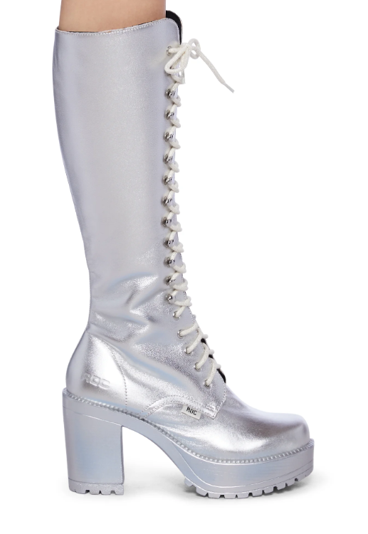 ROC Metallic Silver Lace-Up Boots - Sz 13/14 (EU 45)