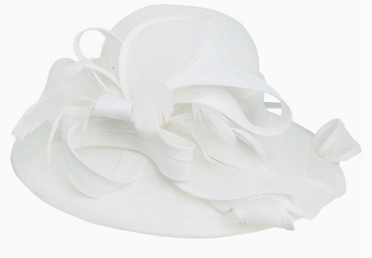 Sinamay Ribbon Embellished Hat - White