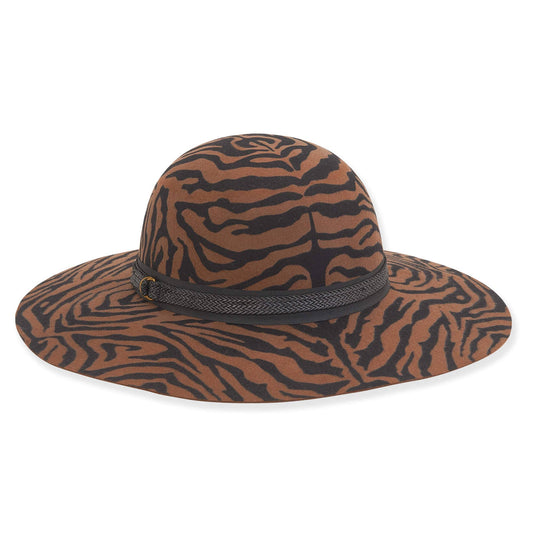 Brown Zebra Wool Felt Floppy