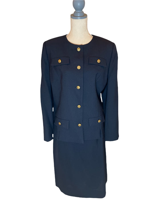 Vintage Baron Roberts Navy Suit - Sz 16