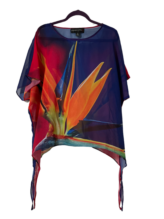 Colleen Lopez Bird of Paradise Printed Poncho - Sz S to L