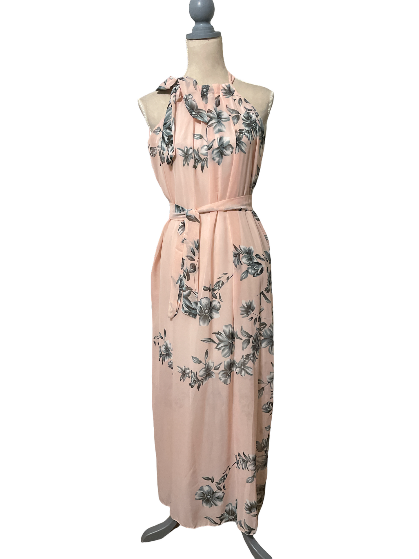 Pink and Gray Floral Maxi - Sz L