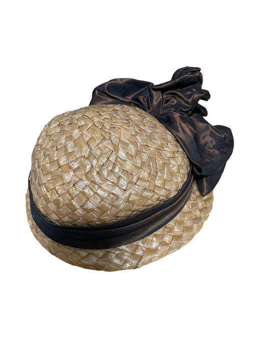 Vintage Straw Hat with Bow